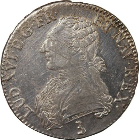 LOUIS XVI - ÉCU ARGENT AUX BRANCHES D\'OLIVIER 1787 T NANTES - R3