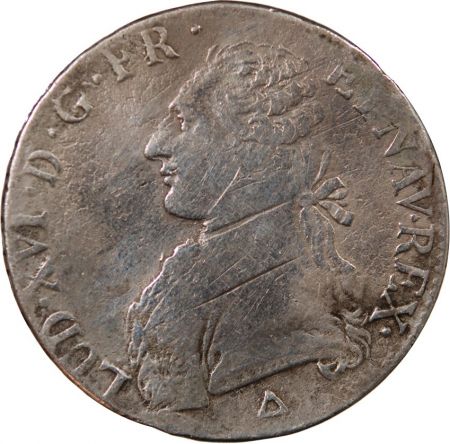 LOUIS XVI - ÉCU ARGENT AUX BRANCHES D\'OLIVIER 1789 R ORLEANS