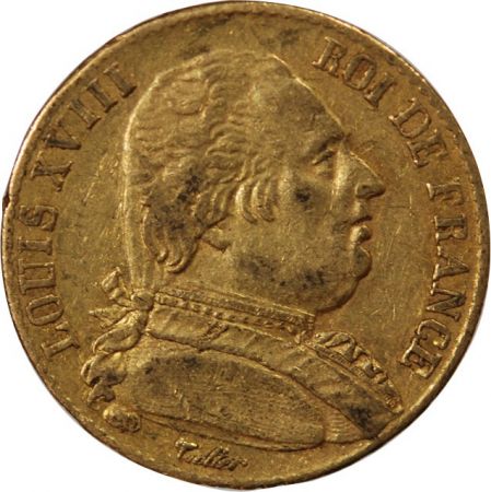 LOUIS XVIII - 20 FRANCS OR 1815 K BORDEAUX