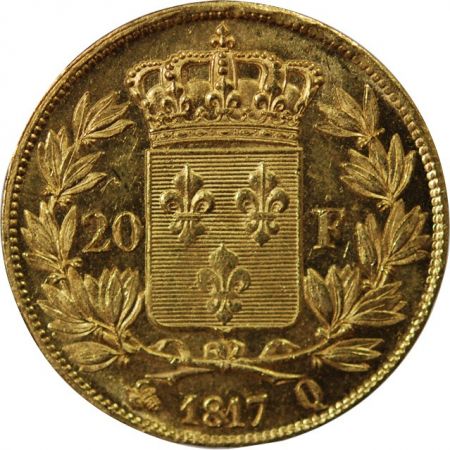 LOUIS XVIII - 20 FRANCS OR 1817 Q PERPIGNAN