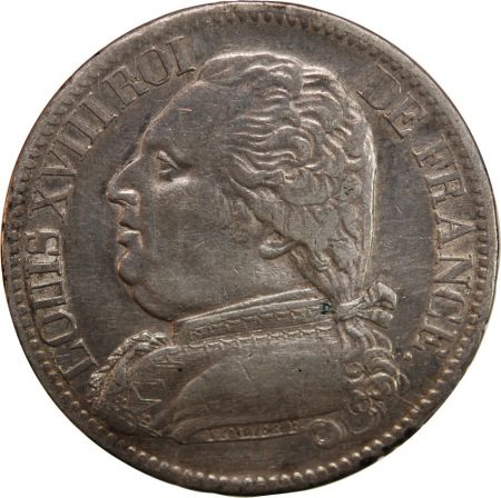 LOUIS XVIII - 5 FRANCS ARGENT 1814 M TOULOUSE