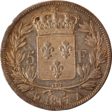 LOUIS XVIII - 5 FRANCS ARGENT 1817 A PARIS