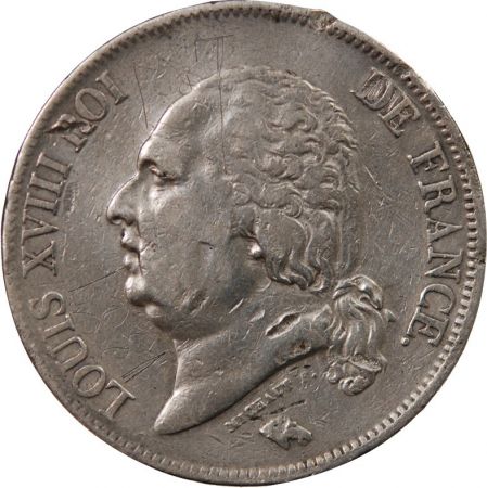LOUIS XVIII - 5 FRANCS ARGENT 1822 W LILLE