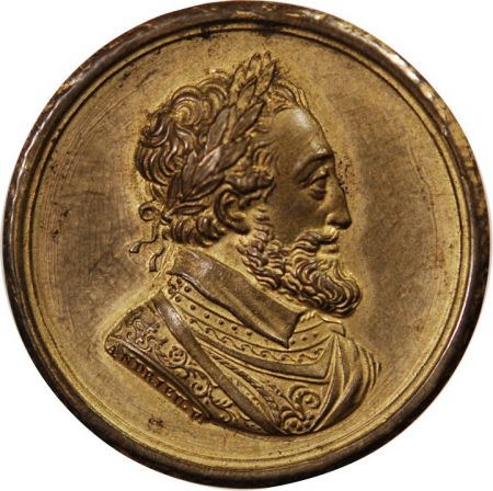 LOUIS XVIII  STATUE D\'HENRI IV - MEDAILLE CUIVRE poinçon Corne (après 1879)