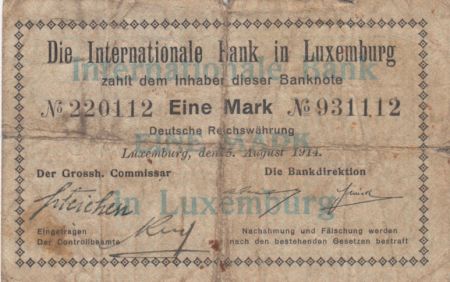 Luxembourg 1 Mark - Internationale Bank in Luxembourg - 1914 - P.6 - B+/p.TB