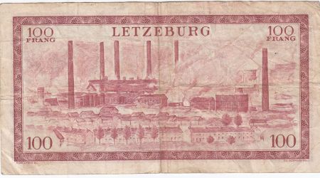 Luxembourg 100 Francs - Grande Duchesse Charlotte - 1956 - Lettre C
