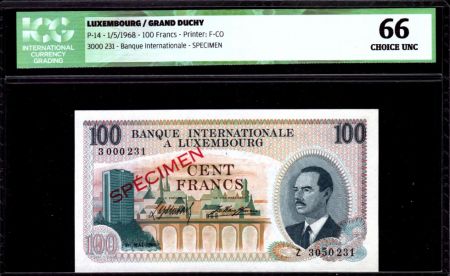 Luxembourg 100 Francs Grand Duc Jean, Tour - Barrage - 1968 - ICG UNC66