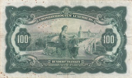 Luxembourg 100 Francs Grand Duchesse Charlotte - Femme et Globe - 1944 Série A