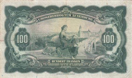 Luxembourg 100 Francs Grand Duchesse Charlotte - Femme et Globe - 1944 Série E
