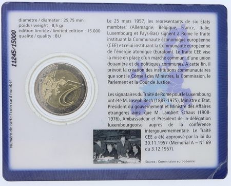Luxembourg 2 Euros 2007 - Traité de Rome - Coincard abimé