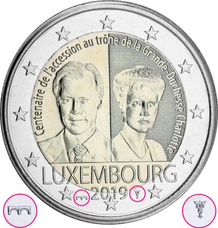 Luxembourg 2 EUROS COMMÉMO BU LUXEMBOURG 2019 - 100 ans de l\'accession au trône de la Grande-Duchesse Charlotte