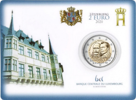 Luxembourg 2 EUROS COMMÉMO BU LUXEMBOURG 2020 COINCARD - 200 ans du Prince Henri d\'Orange-Nassau