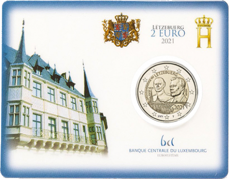 Luxembourg 2 EUROS COMMÉMO BU LUXEMBOURG 2021 COINCARD - 100 ans du Prince Jean Version classique