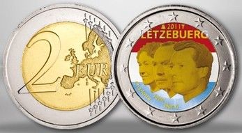 Luxembourg 2 Euros Jean du Luxembourg, colorisée