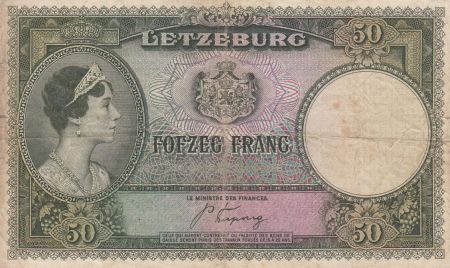Luxembourg 50 Frang Grande Duchesse Charlotte - 1944 - Série A - TB+