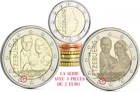 Luxembourg LOT Série Euros Luxembourg 2020 + 2 X 2 EUROS COMMÉMO LUXEMBOURG 2020 - Naissance du Prince Charles (Version classiqu