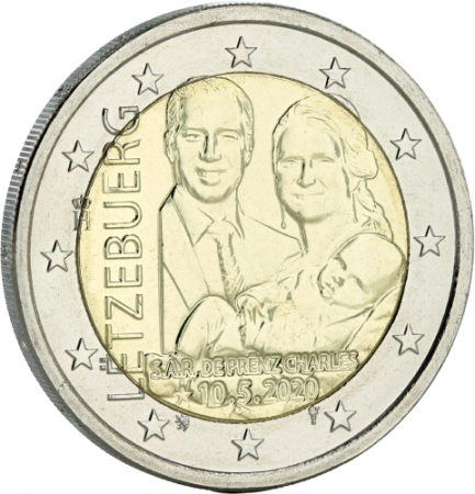 Luxembourg LOT Série Euros Luxembourg 2020 + 2 X 2 EUROS COMMÉMO LUXEMBOURG 2020 - Naissance du Prince Charles (Version classiqu