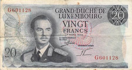 Luxembourg LUXEMBOURG  GRAND-DUC JEAN - 20 FRANCS 07/03/1966