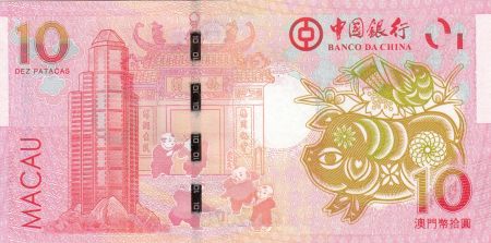 Macao 10 Patacas Année du Cochon - Banco da China - 2019