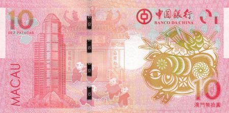 Macao 10 Patacas Banco da China - Année du Cochon - 2019 - Neuf