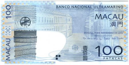 Macao 100 Patacas, Sénat - Imm. Banque - 2013