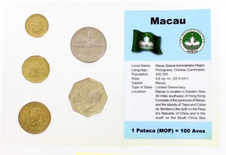 Macao Blister 5 monnaies MACAO (10 avos à 2 patacas)