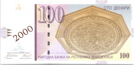 Macédoine 100 Denari Gravure de Skopje par Harevin - 2000