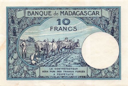 MADAGASCAR - 10 FRANCS 1937 / 1947 - SERIE B.1260