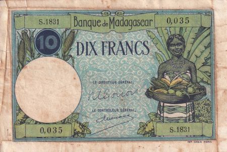 Madagascar 10 Francs - Type 1926  - ND(1948-57) - Série S.1831 - TB+ - P.36