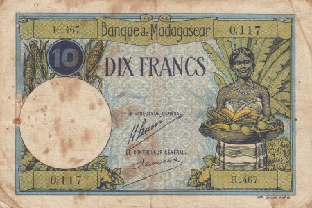 Madagascar 10 Francs Jeune fille - ND1927-37 Série H.467
