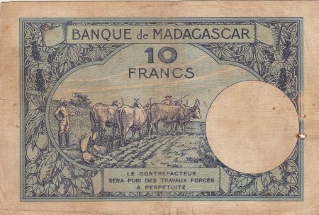 Madagascar 10 Francs Jeune fille - ND1927-37 Série J.510