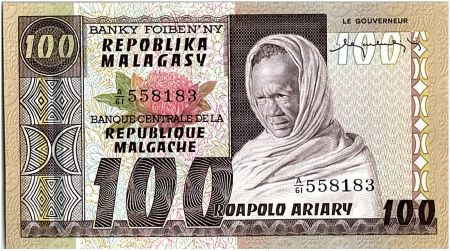 Madagascar 100 Francs - Vieil Homme  - Rizière - 1974