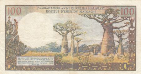 Madagascar 100 Francs Tissage , Arbres  - 1966 Série D.34