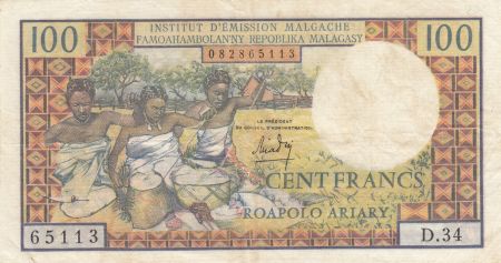 Madagascar 100 Francs Tissage , Arbres  - 1966 Série G.42