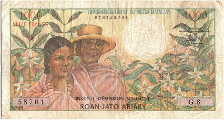 Madagascar 1000 Francs Couple Malgache - 1966