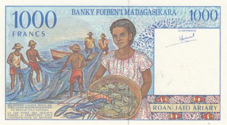 Madagascar 1000 Francs Homme, bateaux - ND (1994) - Neuf - P.76a