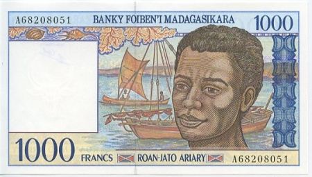 Madagascar 1000 Francs Homme, bateaux