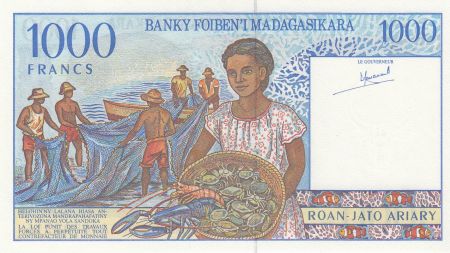 Madagascar 1000 Francs jeune garçon, pêcheurs  - ND1995