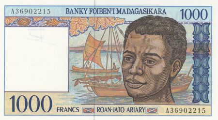 Madagascar 1000 Francs jeune garçon, pêcheurs  - ND1995