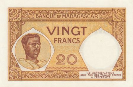 Madagascar 20 Francs France, femme malgache - ND (1937-47) - Série W.314