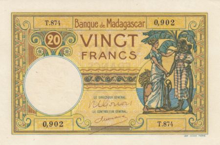 Madagascar 20 Francs France, femme malgache - ND (1948-57) - Série T.874