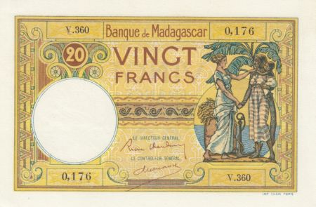 Madagascar 20 Francs France et femme malgache - 1937 - Série V.360