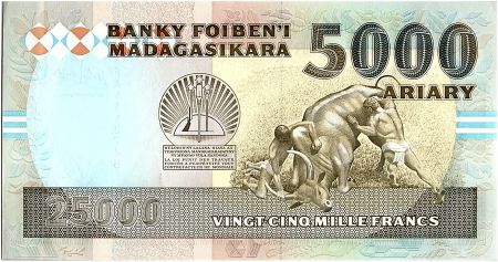 Madagascar 25000 Francs Viel Homme - Combat Traditionel - 1993