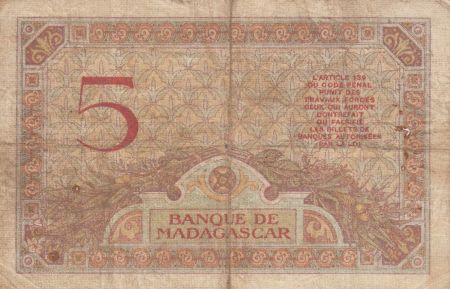 Madagascar 5 Francs Déesse Junon - ND1927-37 Série D.838