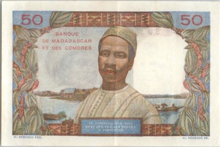 Madagascar 50 Francs - 1951 - Femme à chapeau