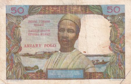Madagascar 50 Francs - Femme à chapeau - ND (1969) - Série F.3 - P.61