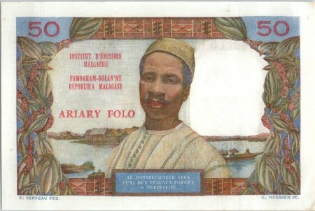 Madagascar 50 Francs Femme à chapeau - 1969 - A.60 81512