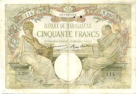 Madagascar 50 Francs Minerve - Allégorie de la Science - 1937