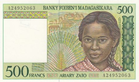 Madagascar 500 Ariary - Jeune femme - ND (1994) - Neuf - P.75a
