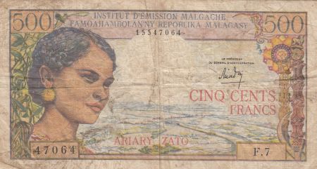 Madagascar 500 Francs Femme - ND (1966) Série F.7